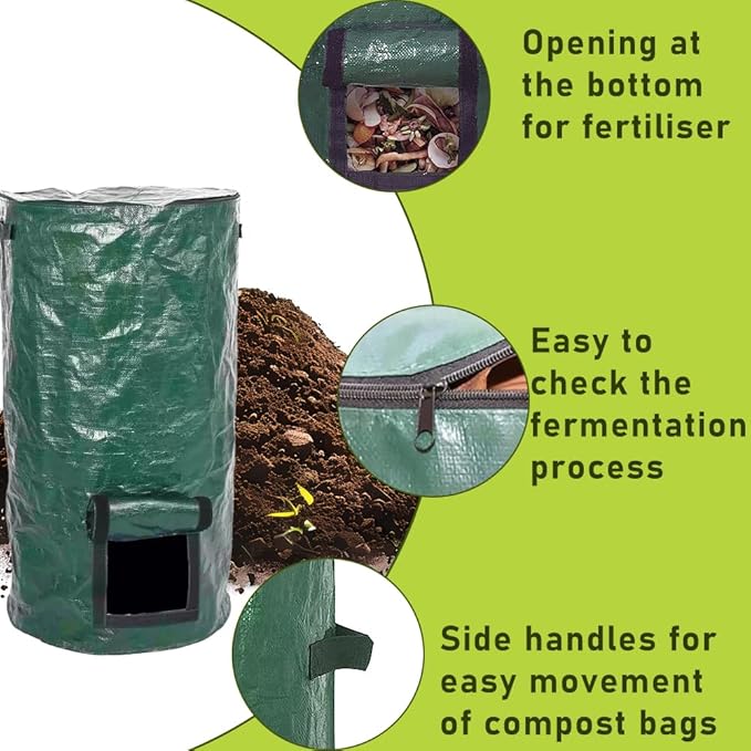 2 Pcs Collapsible Garden Compost Bin, Yard Waste Container Bags, Countertop Compost Tumbler Bin with Lid Kitchen and Outdoor, Outdoor Composting & Yard Waste Bins