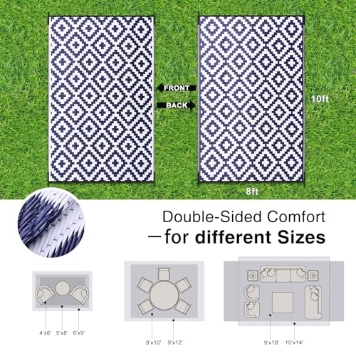 Outdoor Rug 8x10 ft Waterproof Reversible Mat
