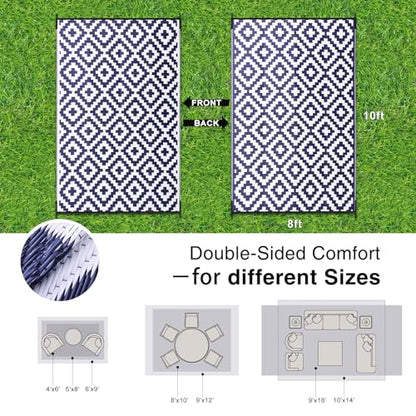 Outdoor Rug 8x10 ft Waterproof Reversible Mat