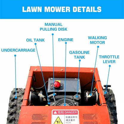 DIGMIGHT9 HP Gas RC Robotic Lawn Mower with Snow Plow - Remote Control Lawn Mower Robot, 600m Range, 21.6" Cutting Width for Slopes, Orchards & Commercial Use (Orange)