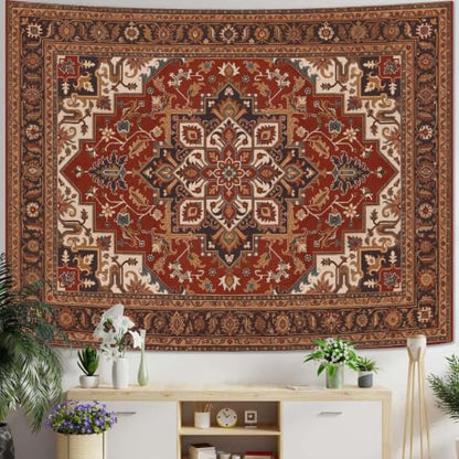 Vintage Floral Tapestry Wall Hanging Hippie Indian Bohemian Mandala Tapestry Aesthetic Retro Oriental Brown Small Tapestries for Mural Bedroom Living Room Dorm Decor 48 x 36 Inch