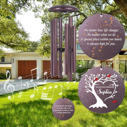 Personalized Cardinal Sympathy Wind Chimes