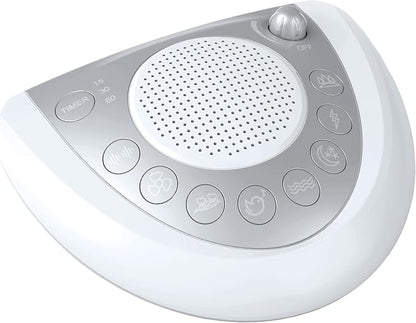 White Noise Machine, Portable Sleep Sound Machine with 24 Soothing Sounds, Timer & Memory Function, Headphone Jack, USB Charging, Powered by AC or Battery for Baby, Kids, Adults, Travel