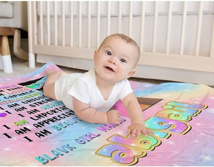 Customized Blankets with Name, African Style Blanket Custom Blanket Plush Flannel, Soft Personalized Name Throw Blanket Gifts for Boys Girls Birthday