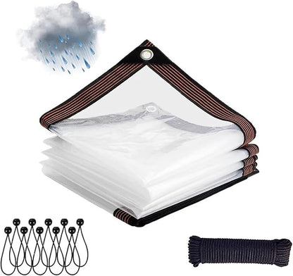 Heavy Duty Waterproof Tarp, 19x21FT Clear Vinyl PVC Tarps with Grommets and Reinforced Edges, Tear-Resistant Plastic Tarpaulin for Pavilion Camping Greenhouse Chicken Coop Cover