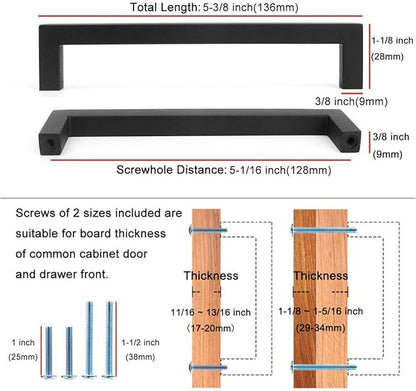 KOOFIZO Solid Square Bar Cabinet Handle - Chrome Furniture Pull, 5 Inch/128mm Screwhole Distance, 10-Pack for Kitchen Cupboard Door, Bedroom Dresser Drawer, Bathroom Wardrobe Hardware