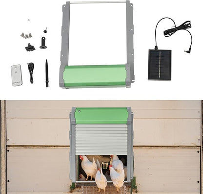 Automatic Chicken Coop Door Solar Chicken Coop Door Opener Chicken Door with Timer Controller Controller and Light Sensor, IP67 Water-Proof Wall-Mounted Coop Door for Households, Farms