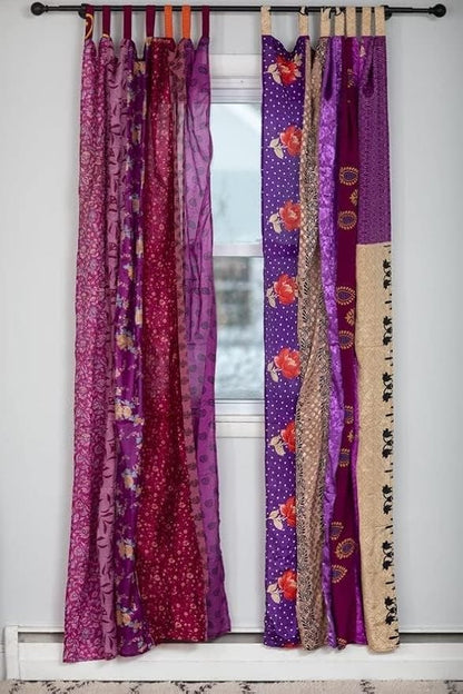 YILLE Sari Colorful Curtains Light-Filtering – Boho Curtains, Bed Canopy Panel, Tapestry or Window Treatment Beige Color (84 X 43 Inches) (Purple)