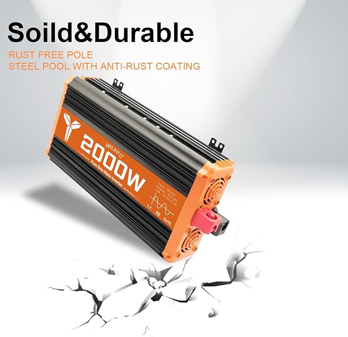 2000 watt Pure sine Wave car Inverter 24V DC to 120V AC, 4000W Surge Peak Power, Inverter for RV, Truck, Solar, Campers with 2 AC Outlet,Remote Control Compatible with Lithium Battery