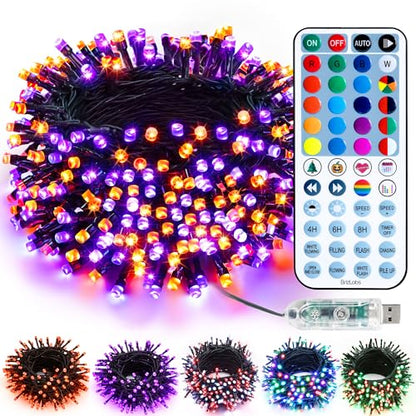 Orange & Purple USB Halloween Lights (33 Foot)