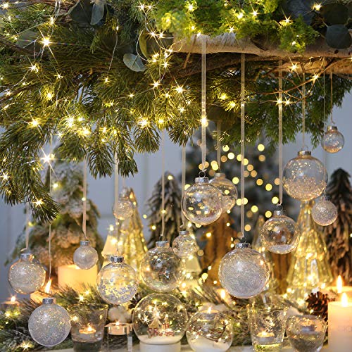 24 Pack Clear Christmas Ball Ornaments with Fillers (24 Count)