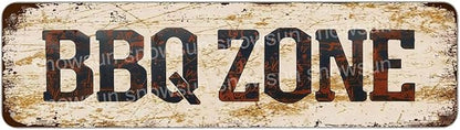 Snowsun Metal Tin Sign Bbq Zone Metal Signs Vintage Signs Retro Sign For Home Bar Office Outdoor Garden Wall Decor 4x16 Inch
