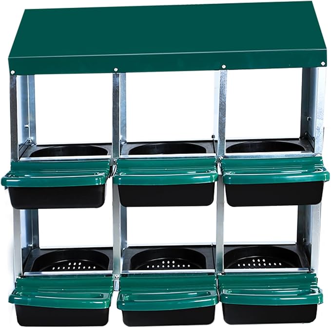 Wall-Mountable Galvanized Steel Chicken Nesting Boxes, 6/8Hole Metal Laying Box with Ventilated Design, Roll Away Egg Collection Tray, Weatherproof Hen Roosting Boxes for Coop