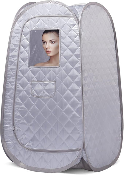 Smartmak Portable Steam Sauna Tent, Full Body Personal Home Spa, Lightweight Foldable Steam Room for Detox Therapy, Steamer NOT Included (L 31.5” * W 31.5” * H 55.2” Grey)