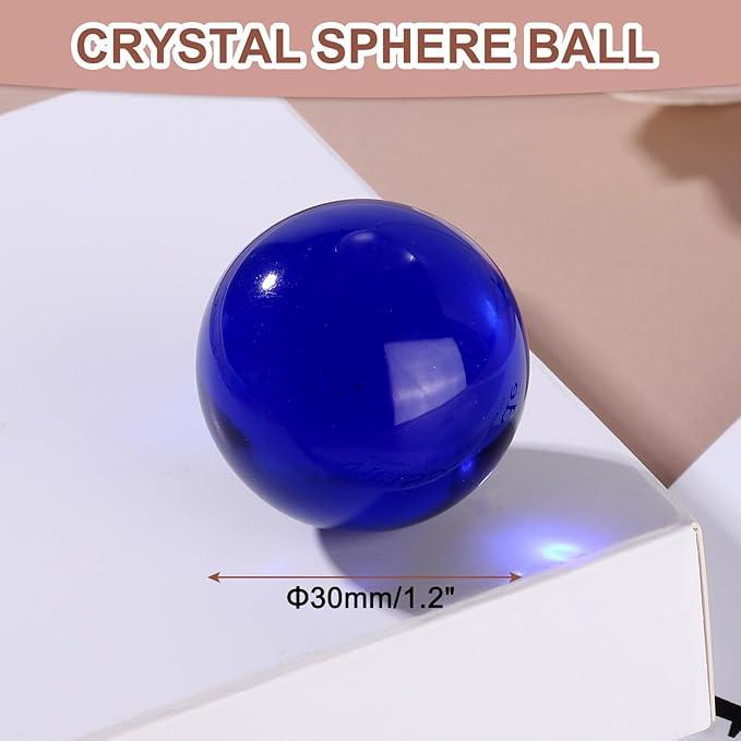 uxcell 30mm/1.2" Crystal Sphere Ball Glass Solid Decorative Sphere Crystal Ball Prop Ornament for Feng Shui Divination Fortune Telling Tabletop Fountain Decoration, Dark Blue