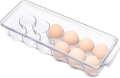 12 Eggs Holder for Refrigerator, Clear Egg Container for Fridge, Kitchen