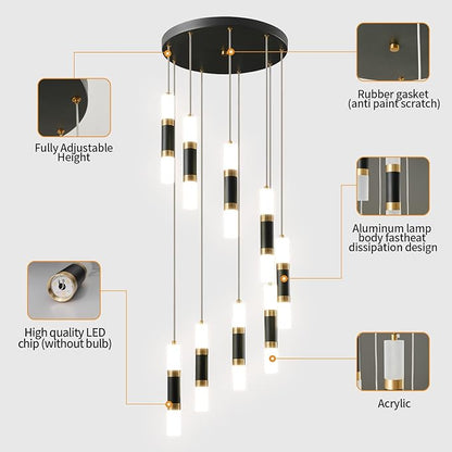 9-Light Chandelier LED 54W Dimmable Chandeliers