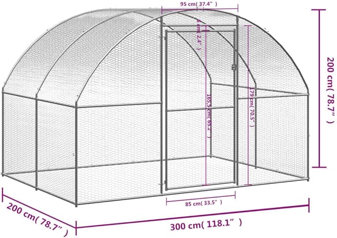 Large Outdoor Chicken Coop with Waterproof Cover, Heavy Duty Galvanized Steel Walk-in Poultry Run for Hens, Ducks and Rabbits, 9.8 x 9.8 x 6.6 Ft