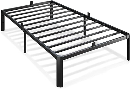 Metal Bed Frame Twin Size, 14 Inch 3500 lbs Heavy Duty Platform Bed Frames Steel Slats Noise Free No Box Spring Needed, Easy Assemble Sturdy Bedframe Rounded Corner with Storage and Mattress Retainers