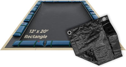 Buffalo Blizzard Economy 12 ft x 20 ft Rectangular Winter Pool Cover | Black/Blue | Closing Inground Swimming Pools | Easy to Install | Heavy Duty, Cold & UV Resistant | Shields from Seasonal Debris