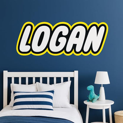 Personalized Building Blocks Wall Decal for Kids – Custom Brick Style Name Sticker for Boys Bedroom – Kids Room Decor Art – Customizable Name Sign for Nursery Playroom Themed Wall Decoration