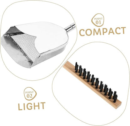 Mipcase 2pcs Bird Cage Cleaning Brush Set Stainless Steel Droppings Shovel Effective Cleaner Tools for Parrots Small Animals and Reptiles