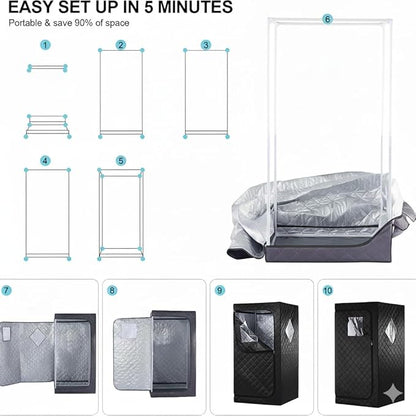 Infrared Red Light Therapy Sauna, Portable Steam and Infrared Sauna for Home, Full Body Sauna Tent for Relaxation, Large Infrared Sauna Box with 660nm Red Light, 3L&1100W Sauna Steamer