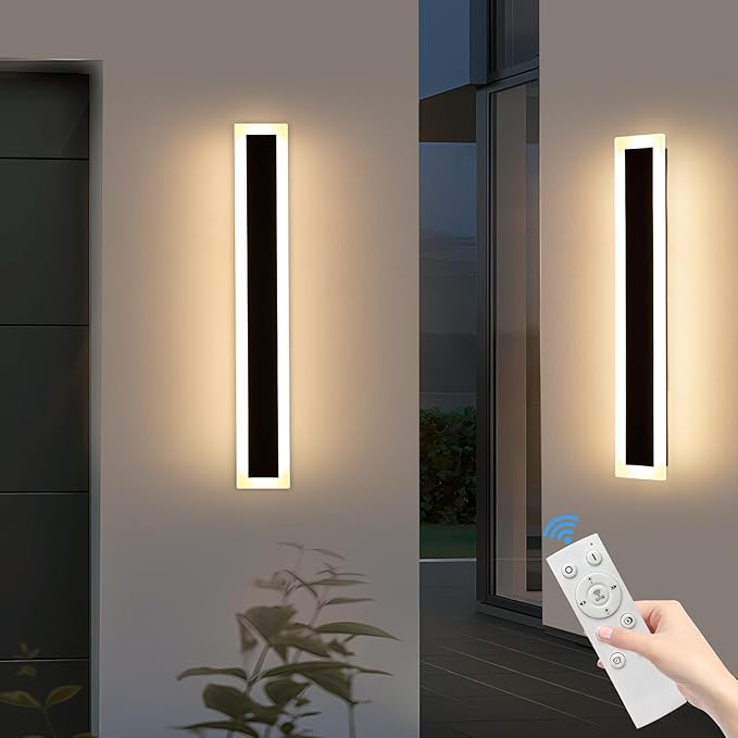 Upgrade Widened 2 Pack 23.6inch Outdoor Wall Sconce, Dimmable Modern LED Wall