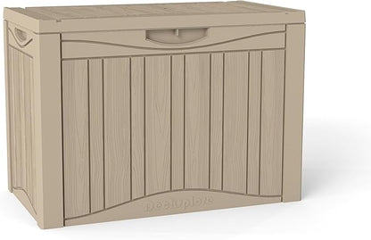 50 Gallon Lockable Resin Deck Box, Waterproof & UV-Resistant Outdoor Storage Box for Outdoor Cushion Storage, Garden Tools & Pool Accessories Storage, Gray