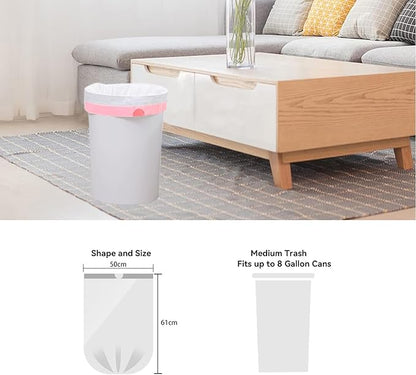 5 Gallon Trash Bags Drawstring, Pack of 42, Small Garbage Bags, 50x61cm, 8g/pcs, Unscented, White