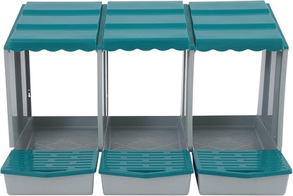 Chicken Nesting Box, 3 Compartments PP Nesting Box, Wall Mountable Nesting Boxes with Inclined Top, Drain Holes & Resting Platform for Chicken and Poultry to Collect Eggs