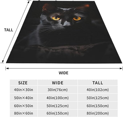 Cute Black Cat Blanket Gifts for Cat Lovers Girls Women Animal Kitten Flannel Throw Blankets for Home Couch Bed Sofa Soft Fuzzy Lightweight Decor Adults All Season 60x50 Inches