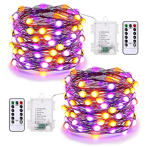Purple & Orange Battery Halloween Lights Remote 17.48 ft 50 LED (34.96 Foot)