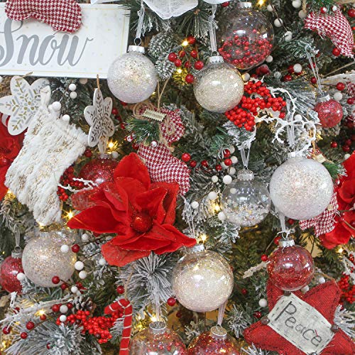 24 Pack Clear Christmas Ball Ornaments with Fillers (24 Count)