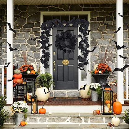 2 Pcs Fall Maple Leaf Garland Hanging Black Decor Fall Leaves Vines