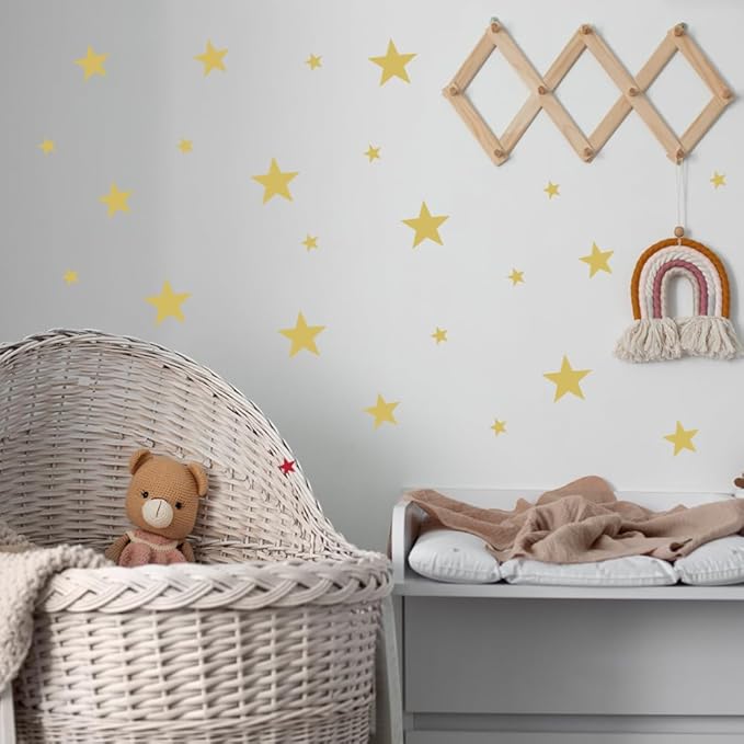 155 Pcs Gold Star Wall Decals - Decorative Stickers for Nursery, Kids Room, Bedroom (1-4 Inch, Mix Sizes)