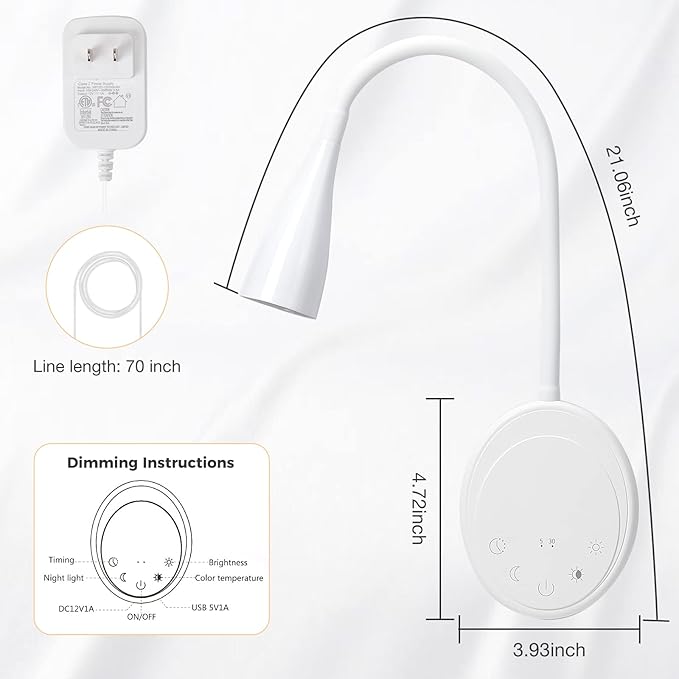 LED Wall Mount Reading Light, Bedside Reading Lights