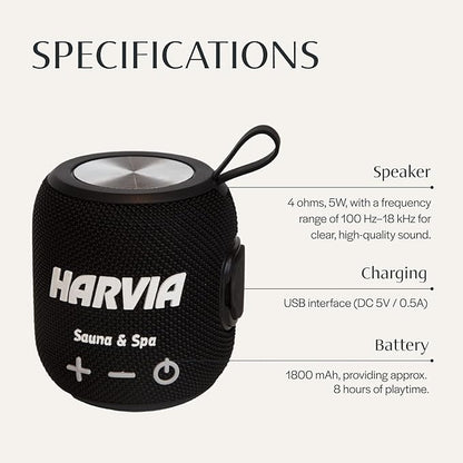 Almost Heaven Bluetooth Sauna Speaker, Portable Waterproof Speakers with Heat Resistance, Designed for Wet & Dry Saunas, Wireless Bluetooth Speaker with USBC Charging, Made for Indoor & Outdoor Saunas