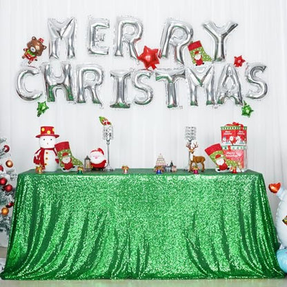 Sequin Tablecloth 60x102 Inch Green for Wedding Party