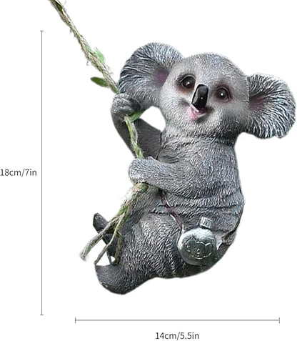 Outdoor Koala Resin Hanging - Rope Decor Statue, Animal Suspended Ornament, Ideal for Outdoor Patio, Lawn & Courtyard Decoration, Housewarming Gift for Friends
