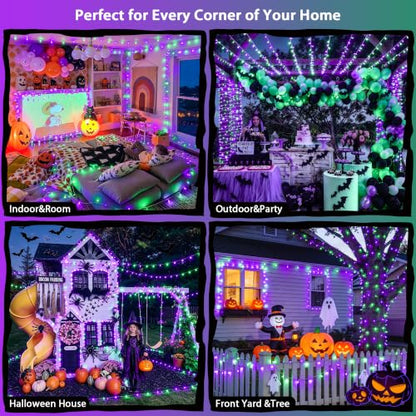 600 LED Purple Green String Lights Plug in Indoor Outdoor (168 Foot)
