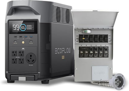 EF ECOFLOW 120V Home Backup Kit: DELTA Pro 3600Wh Power Station with Transfer Switch Kit, 3600W AC Output, Solar Generator for Home Use, Emergency, RV