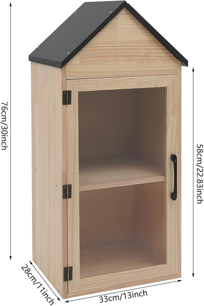 Outdoor Library Book Box - 2-Tier Literature Exchange Box Outdoor Book Storage Little Wood Cabinet with Shelf for DIY, Neighborhoods Community and Schools Sharing Books, Literature (Style 1)