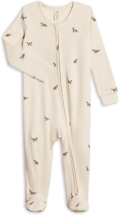 Colored Organics Baby Zip-Up Footed Sleeper with 2-Way Zipper - Newborn Organic Cotton Pajamas