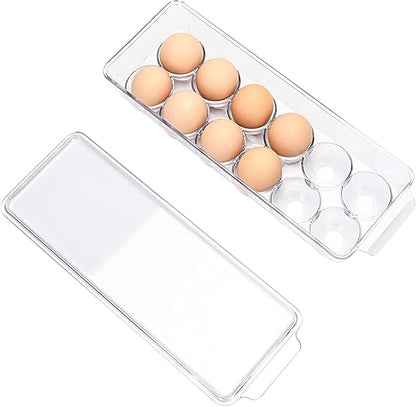 12 Eggs Holder for Refrigerator, Clear Egg Container for Fridge, Kitchen