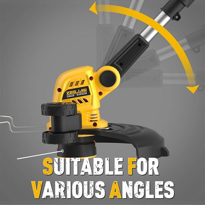 Cordless String Trimmer and Edger, 12 Inch 20V Weed Wacker Battery Operated Lawn Edger with 8 Pcs Replace Spool Trimmer Lines - Battery & Charger Included