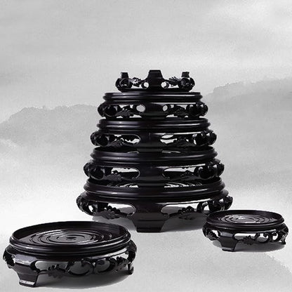 Hapivida Plant Stand, 6.8in Round Plant Riser Flower Pot Display Stand Plant Rack Holder Planter Tray Oriental Style Furniture Indoor Outdoor for Desktop Counter Room