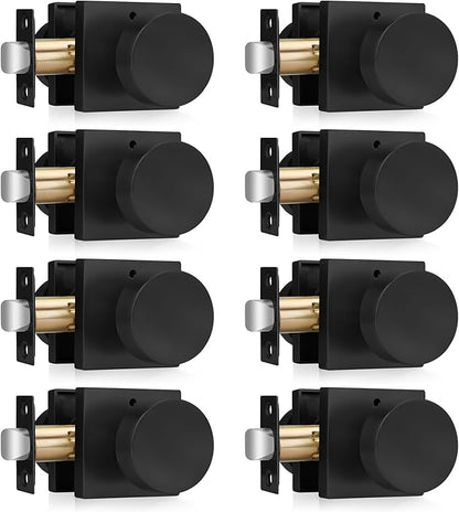 Haidms Matte Black Door Knobs Interior Privacy, Heavy Duty Square Black