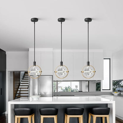 Modern Crystal Pendant Light in Black Mini Dimmable Integrated LED Light