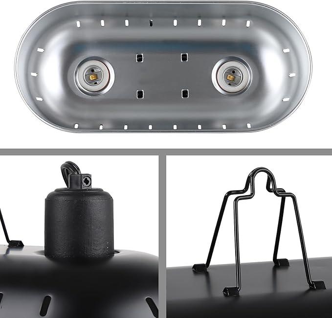 DXOPHIEX 15 inch Dual Reptile Light Fixture, Max 150W Dual Reptile Heat Lamp Fixture with 100W UVA UVB Sun Light & Ceramic Heat Emitter,Double Dome Lamp for Terrarium and Tortoise Habitat
